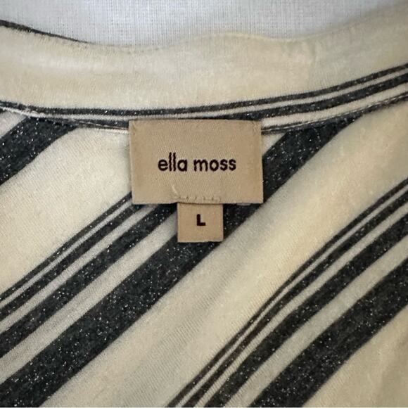 Ella Moss Women's sz L Cream Gray/Silver Stripe Open Drape Cardigan Sweater - Picture 9 of 10